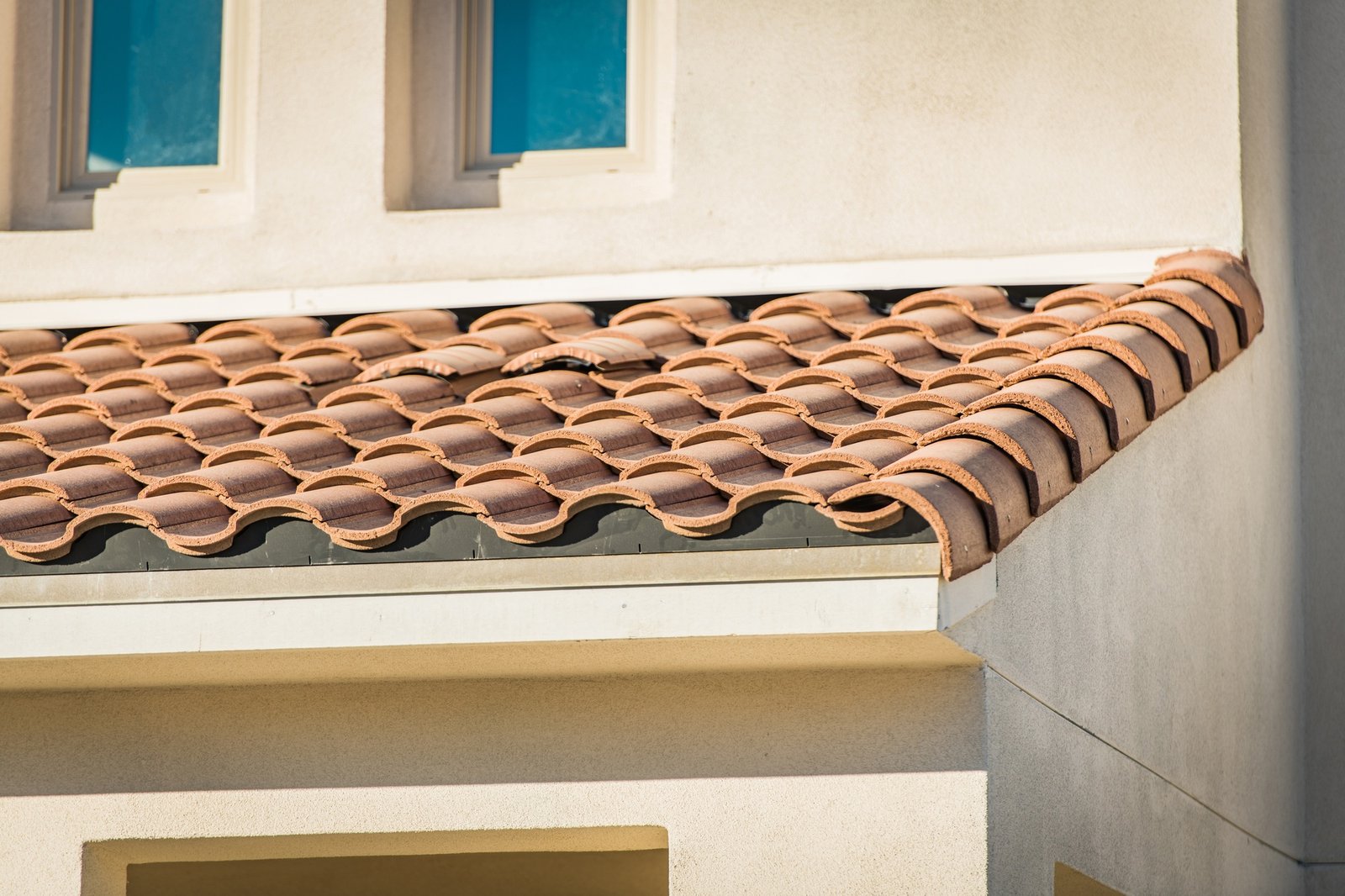 Newly Developed House Roof Tiles Close Up
